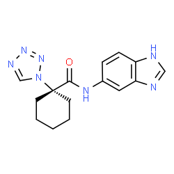 ChemSpider 2D Image | N-(1H-Benzimidazol-5-yl)-1-(1H-tetrazol-1-yl)cyclohexanecarboxamide | C15H17N7O