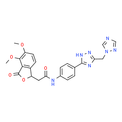 ChemSpider 2D Image | 2-(4,5-Dimethoxy-3-oxo-1,3-dihydro-2-benzofuran-1-yl)-N-{4-[3-(1H-1,2,4-triazol-1-ylmethyl)-1H-1,2,4-triazol-5-yl]phenyl}acetamide | C23H21N7O5