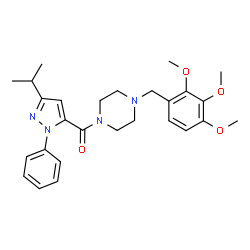 ChemSpider 2D Image | (3-Isopropyl-1-phenyl-1H-pyrazol-5-yl)[4-(2,3,4-trimethoxybenzyl)-1-piperazinyl]methanone | C27H34N4O4