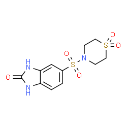 ChemSpider 2D Image | 5-[(1,1-Dioxido-4-thiomorpholinyl)sulfonyl]-1,3-dihydro-2H-benzimidazol-2-one | C11H13N3O5S2