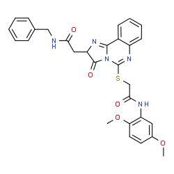 ChemSpider 2D Image | 2-({2-[2-(Benzylamino)-2-oxoethyl]-3-oxo-2,3-dihydroimidazo[1,2-c]quinazolin-5-yl}sulfanyl)-N-(2,5-dimethoxyphenyl)acetamide | C29H27N5O5S