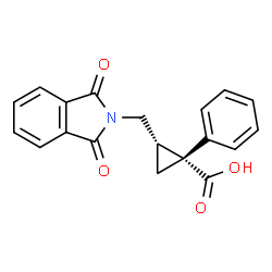 ChemSpider 2D Image | cis-2-((1,3-Dioxoisoindolin-2-yl)methyl)-1-phenylcyclopropanecarboxylic acid | C19H15NO4