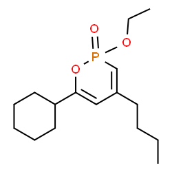ChemSpider 2D Image | 4-Butyl-6-cyclohexyl-2-ethoxy-2H-1,2-oxaphosphinine 2-oxide | C16H27O3P