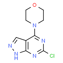 ChemSpider 2D Image | 6-Chloro-4-(4-morpholinyl)-1H-pyrazolo[3,4-d]pyrimidine | C9H10ClN5O