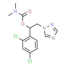 ChemSpider 2D Image | 1-(2,4-Dichlorophenyl)-2-(1H-1,2,4-triazol-1-yl)ethyl dimethylcarbamate | C13H14Cl2N4O2
