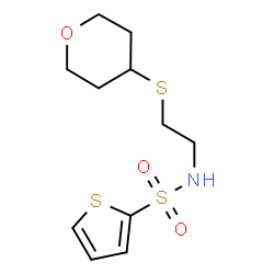 ChemSpider 2D Image | N-[2-(Tetrahydro-2H-pyran-4-ylsulfanyl)ethyl]-2-thiophenesulfonamide | C11H17NO3S3