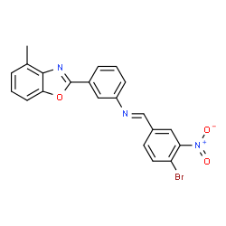 ChemSpider 2D Image | N-[(E)-(4-Bromo-3-nitrophenyl)methylene]-3-(4-methyl-1,3-benzoxazol-2-yl)aniline | C21H14BrN3O3