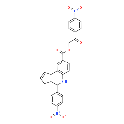 ChemSpider 2D Image | 2-(4-Nitrophenyl)-2-oxoethyl 4-(4-nitrophenyl)-3a,4,5,9b-tetrahydro-3H-cyclopenta[c]quinoline-8-carboxylate | C27H21N3O7