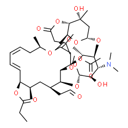 ChemSpider 2D Image | (2S,3S,4R,6S)-6-{[(2R,3S,4R,5R,6S)-6-{[(4R,5S,6S,7R,9R,10R,11E,13Z,16R)-4-Acetoxy-5-methoxy-9,16-dimethyl-2-oxo-7-(2-oxoethyl)-10-(propionyloxy)oxacyclohexadeca-11,13-dien-6-yl]oxy}-4-(dimethylamino)-
5-hydroxy-2-methyltetrahydro-2H-pyran-3-yl]oxy}-4-hydroxy-2,4-dimethyltetrahydro-2H-pyran-3-yl 3-methylbutanoate | C45H73NO16