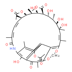 ChemSpider 2D Image | Methyl (7Z,9Z,11R,12R,13S,14R,15S,16R,17S,18R,19R,20Z)-2,12-diacetoxy-14,16,18,19,31-pentahydroxy-3,7,11,13,17,19,21,27-octamethyl-6,28-dioxo-23,25-dioxa-5-azatetracyclo[20.7.1.1~4,29~.0~26,30~]hentri
aconta-1,3,7,9,20,22(30),26,29(31)-octaene-15-carboxylate | C42H53NO15