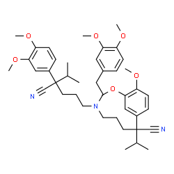 ChemSpider 2D Image | 5,5'-{[2-(3,4-Dimethoxyphenyl)ethyl]imino}bis[2-(3,4-dimethoxyphenyl)-2-isopropylpentanenitrile] | C42H57N3O6