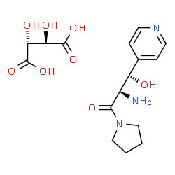 ChemSpider 2D Image | (2R,3S)- tartrate2-amino-3-hydroxy-3-(pyridin-4-yl)-1-(pyrrolidin-1-yl)propan-1-one | C16H23N3O8