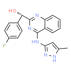ChemSpider 2D Image | (S)-(4-Fluorophenyl){4-[(5-methyl-1H-pyrazol-3-yl)amino]-2-quinazolinyl}methanol | C19H16FN5O