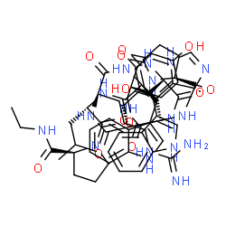 ChemSpider 2D Image | 5-Oxo-L-prolyl-L-histidyl-L-tryptophyl-L-seryl-L-tyrosyl-D-arginyltryptophylleucyl-N-ethyl-L-prolinamide | C64H83N17O12
