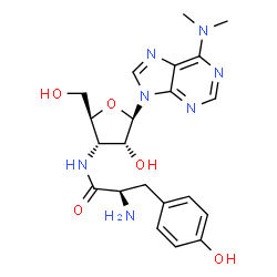 ChemSpider 2D Image | 3'-Deoxy-N,N-dimethyl-3'-(D-tyrosylamino)adenosine | C21H27N7O5