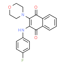 ChemSpider 2D Image | 2-[(4-Fluorophenyl)amino]-3-(4-morpholinyl)-1,4-naphthoquinone | C20H17FN2O3
