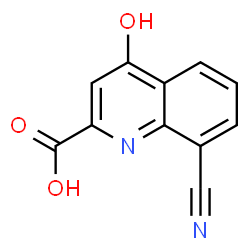 ChemSpider 2D Image | 8-Cyano-4-hydroxy-2-quinolinecarboxylic acid | C11H6N2O3