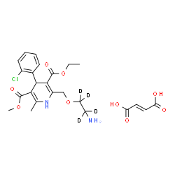 ChemSpider 2D Image | 3-Ethyl 5-methyl 2-({[2-amino(~2~H_4_)ethyl]oxy}methyl)-4-(2-chlorophenyl)-6-methyl-1,4-dihydro-3,5-pyridinedicarboxylate (2E)-2-butenedioate (1:1) | C24H25D4ClN2O9