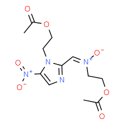 ChemSpider 2D Image | 2-[(E)-{[1-(2-Acetoxyethyl)-5-nitro-1H-imidazol-2-yl]methylene}(oxido)-lambda~5~-azanyl]ethyl acetate | C12H16N4O7
