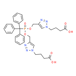 ChemSpider 2D Image | 4,4'-[(Tritylphosphoryl)bis(oxymethylene-1H-1,2,3-triazole-4,1-diyl)]dibutanoic acid | C33H35N6O7P
