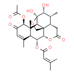 ChemSpider 2D Image | (1beta,6alpha,11beta,12alpha)-1-Acetoxy-11,12-dihydroxy-2,16-dioxo-11,20-epoxypicras-3-en-6-yl 3-methyl-2-butenoate | C27H34O10