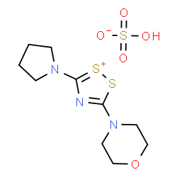 ChemSpider 2D Image | 3-(4-Morpholinyl)-5-(1-pyrrolidinyl)-1,2,4-dithiazol-1-ium hydrogen sulfate | C10H17N3O5S3
