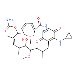 ChemSpider 2D Image | (6Z,10Z)-19-(Cyclopropylamino)-13-hydroxy-8,14-dimethoxy-4,10,12,16-tetramethyl-3,20,22-trioxo-2-azabicyclo[16.3.1]docosa-1(21),4,6,10,18-pentaen-9-yl carbamate | C31H43N3O8