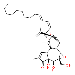 ChemSpider 2D Image | (2R,6S,7S,8R,10S,11S,12R,14S,16R)-6,7-Dihydroxy-8-(hydroxymethyl)-16-isopropenyl-4,18-dimethyl-14-[(1Z,3E)-1,3-tridecadien-1-yl]-9,13,15,19-tetraoxahexacyclo[12.4.1.0~1,11~.0~2,6~.0~8,10~.0~12,16~]non
adec-3-en-5-one | C34H48O8