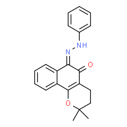 ChemSpider 2D Image | (6Z)-2,2-Dimethyl-6-(phenylhydrazono)-2,3,4,6-tetrahydro-5H-benzo[h]chromen-5-one | C21H20N2O2