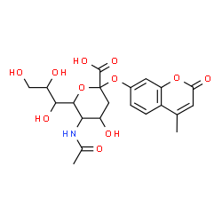 ChemSpider 2D Image | 4-Methyl-2-oxo-2H-chromen-7-yl 5-acetamido-3,5-dideoxy-6-(1,2,3-trihydroxypropyl)hex-2-ulopyranosidonic acid | C21H25NO11