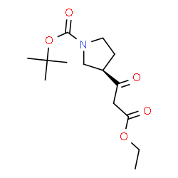 ChemSpider 2D Image | 2-Methyl-2-propanyl (3R)-3-(3-ethoxy-3-oxopropanoyl)-1-pyrrolidinecarboxylate | C14H23NO5