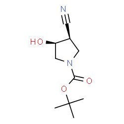 ChemSpider 2D Image | 2-Methyl-2-propanyl (3R,4S)-3-cyano-4-hydroxy-1-pyrrolidinecarboxylate | C10H16N2O3