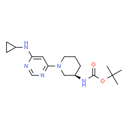 ChemSpider 2D Image | 2-Methyl-2-propanyl {(3R)-1-[6-(cyclopropylamino)-4-pyrimidinyl]-3-piperidinyl}carbamate | C17H27N5O2