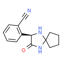 ChemSpider 2D Image | 2-[(2R)-3-Oxo-1,4-diazaspiro[4.4]non-2-yl]benzonitrile | C14H15N3O