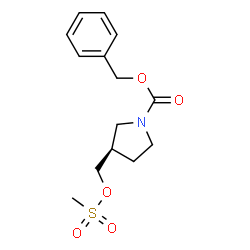 ChemSpider 2D Image | Benzyl (3R)-3-{[(methylsulfonyl)oxy]methyl}-1-pyrrolidinecarboxylate | C14H19NO5S