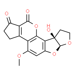 ChemSpider 2D Image | (6aS,9aR)-9a-Hydroxy-4-methoxy-2,3,6a,8,9,9a-hexahydrocyclopenta[c]furo[3',2':4,5]furo[2,3-h]chromene-1,11-dione | C17H14O7