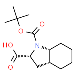 ChemSpider 2D Image | (2R,3aR,7aR)-1-{[(2-Methyl-2-propanyl)oxy]carbonyl}octahydro-1H-indole-2-carboxylic acid | C14H23NO4