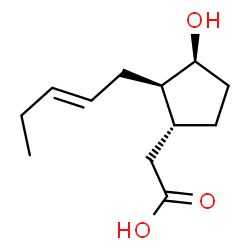 ChemSpider 2D Image | {(1R,2R,3S)-3-Hydroxy-2-[(2E)-2-penten-1-yl]cyclopentyl}acetic acid | C12H20O3