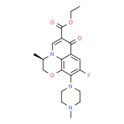 ChemSpider 2D Image | Ethyl (3R)-9-fluoro-3-methyl-10-(4-methyl-1-piperazinyl)-7-oxo-2,3-dihydro-7H-[1,4]oxazino[2,3,4-ij]quinoline-6-carboxylate | C20H24FN3O4
