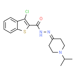 ChemSpider 2D Image | 3-Chloro-N'-(1-isopropyl-4-piperidinylidene)-1-benzothiophene-2-carbohydrazide | C17H20ClN3OS