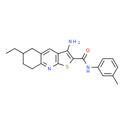 ChemSpider 2D Image | 3-Amino-6-ethyl-N-(3-methylphenyl)-5,6,7,8-tetrahydrothieno[2,3-b]quinoline-2-carboxamide | C21H23N3OS