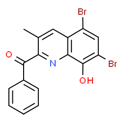 ChemSpider 2D Image | (5,7-Dibromo-8-hydroxy-3-methyl-2-quinolinyl)(phenyl)methanone | C17H11Br2NO2