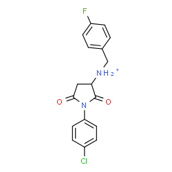 ChemSpider 2D Image | 1-(4-Chlorophenyl)-N-(4-fluorobenzyl)-2,5-dioxo-3-pyrrolidinaminium | C17H15ClFN2O2