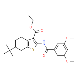 ChemSpider 2D Image | Ethyl 6-tert-butyl-2-[(3,5-dimethoxybenzoyl)amino]-4,5,6,7-tetrahydro-1-benzothiophene-3-carboxylate | C24H31NO5S