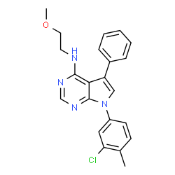 ChemSpider 2D Image | 7-(3-chloro-4-methylphenyl)-N-(2-methoxyethyl)-5-phenylpyrrolo[2,3-d]pyrimidin-4-amine | C22H21ClN4O