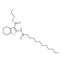 ChemSpider 2D Image | Propyl 2-(dodecanoylamino)-4,5,6,7-tetrahydro-1-benzothiophene-3-carboxylate | C24H39NO3S