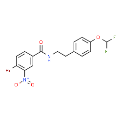 ChemSpider 2D Image | 4-Bromo-N-{2-[4-(difluoromethoxy)phenyl]ethyl}-3-nitrobenzamide | C16H13BrF2N2O4