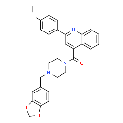 ChemSpider 2D Image | [4-(1,3-Benzodioxol-5-ylmethyl)-1-piperazinyl][2-(4-methoxyphenyl)-4-quinolinyl]methanone | C29H27N3O4
