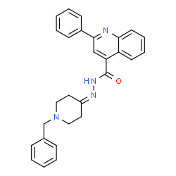 ChemSpider 2D Image | N'-(1-Benzyl-4-piperidinylidene)-2-phenyl-4-quinolinecarbohydrazide | C28H26N4O
