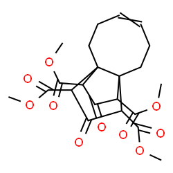 ChemSpider 2D Image | Tetramethyl 10,13-dioxotricyclo[6.3.3.0~1,8~]tetradec-4-ene-9,11,12,14-tetracarboxylate | C22H26O10